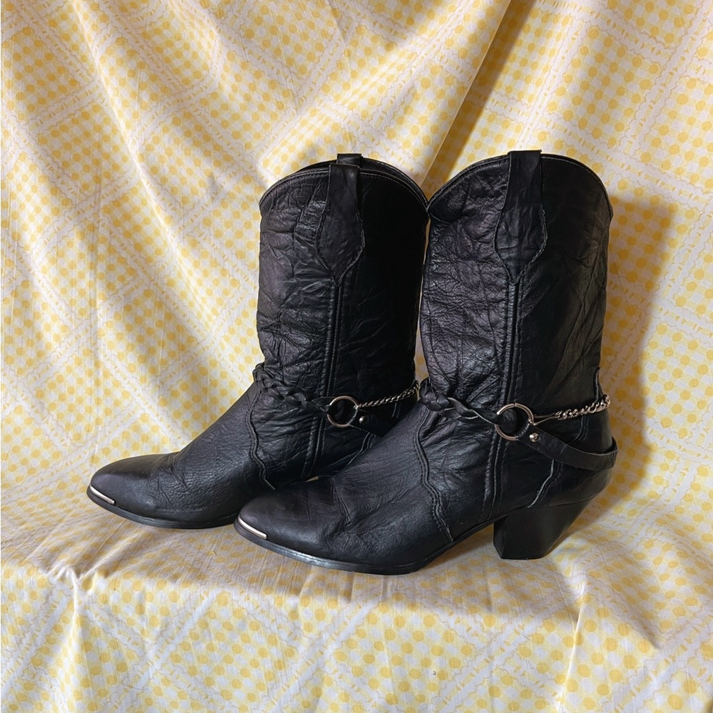 Vintage 80’s black leather western boots